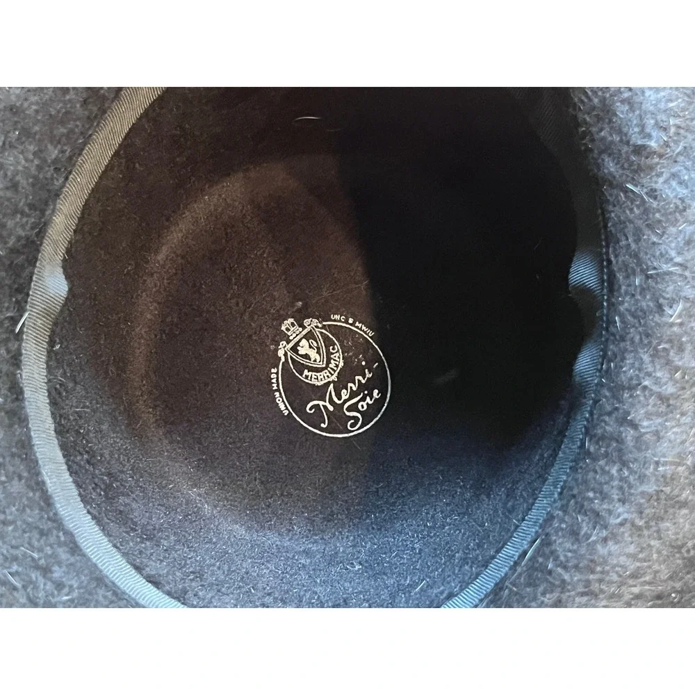 Vintage Merrimac Black Wool Felt Derby Hat Merri Soie Bowler Cap With Box 1950s